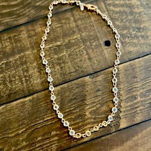 Bronze 16 in Bezel Faceted Crystal Necklace